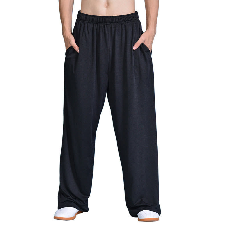 Buddha Stones Pantalones de Verano Unisex para la Práctica de Tai Chi y Qigong con Cintura Elástica y Bolsillos - Negro - 3XL- APTO PARA US./ UK/AU/ EU- 2XL - image 1