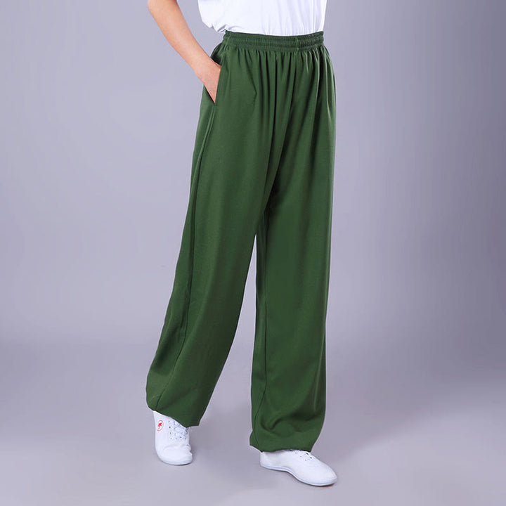 Pantalones de Verano Unisex Buddha Stones con Cintura Elástica para la Práctica de Tai Chi y Qigong Transpirables de Algodón y Lino con Bolsillos - Verde mar oscuro - 3XL- APTO PARA US . UK/AU - 2XL - image 18