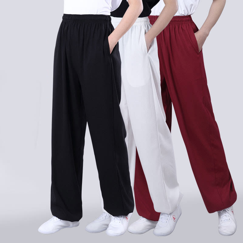 Pantalones de Verano Unisex Buddha Stones con Cintura Elástica para la Práctica de Tai Chi y Qigong Transpirables de Algodón y Lino con Bolsillos - image 14