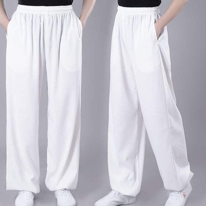 Pantalones de Verano Unisex Buddha Stones con Cintura Elástica para la Práctica de Tai Chi y Qigong Transpirables de Algodón y Lino con Bolsillos - image 2