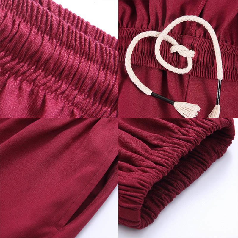 Pantalones de Verano Unisex Buddha Stones con Cintura Elástica para la Práctica de Tai Chi y Qigong Transpirables de Algodón y Lino con Bolsillos - image 16