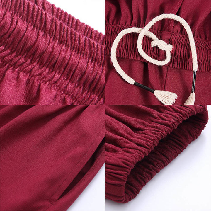 Pantalones de Verano Unisex Buddha Stones con Cintura Elástica para la Práctica de Tai Chi y Qigong Transpirables de Algodón y Lino con Bolsillos - image 16