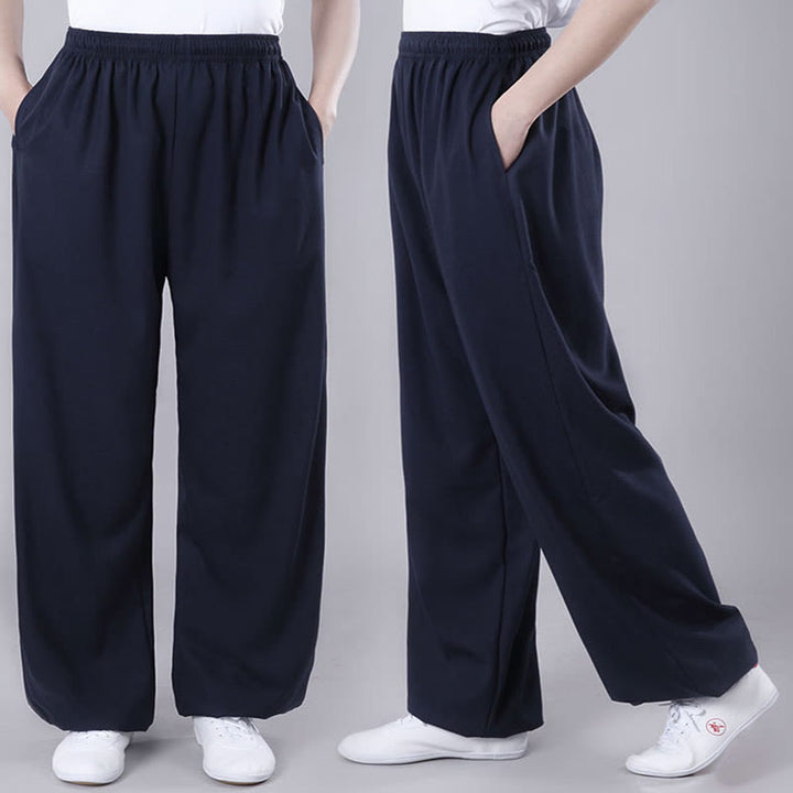 Pantalones de Verano Unisex Buddha Stones con Cintura Elástica para la Práctica de Tai Chi y Qigong Transpirables de Algodón y Lino con Bolsillos - image 25