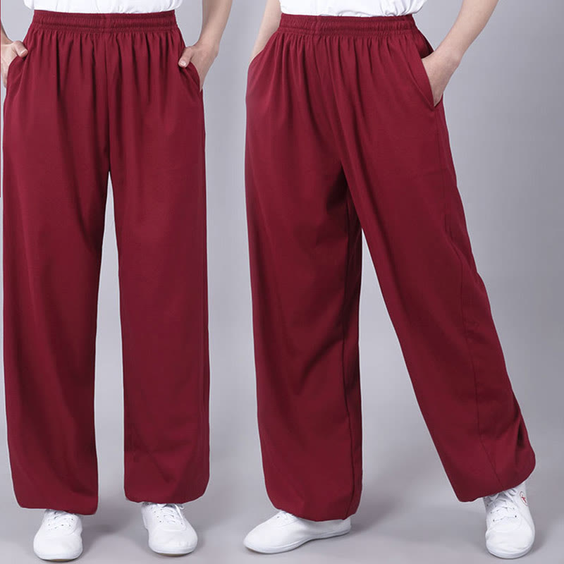 Pantalones unisex de verano con cintura elástica para practicar Tai Chi Qigong, transpirables y con bolsillos, con Buddha Stones. - image 15