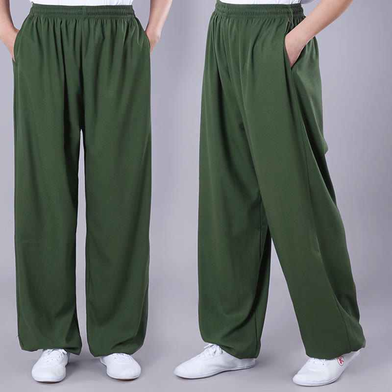 Pantalones de Verano Unisex Buddha Stones con Cintura Elástica para la Práctica de Tai Chi y Qigong Transpirables de Algodón y Lino con Bolsillos - image 19