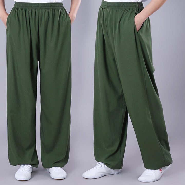 Pantalones de Verano Unisex Buddha Stones con Cintura Elástica para la Práctica de Tai Chi y Qigong Transpirables de Algodón y Lino con Bolsillos - image 19