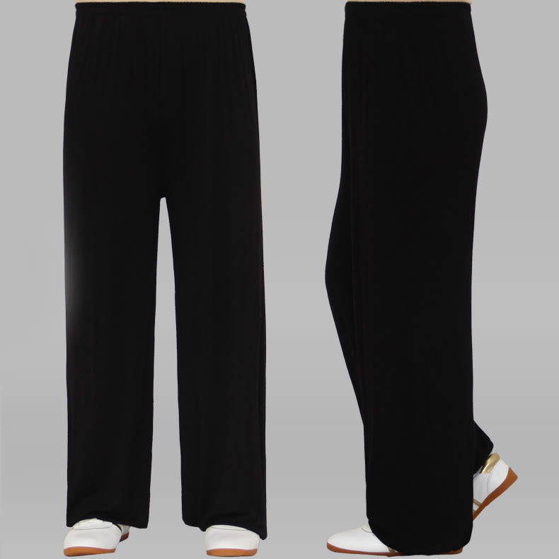Pantalones de Verano Unisex para Práctica de Tai Chi y Qigong con Cintura Elástica Modal Buddha Stones - Negro - 3XL- APTO PARA US . UK/AU - 2XL - image 1