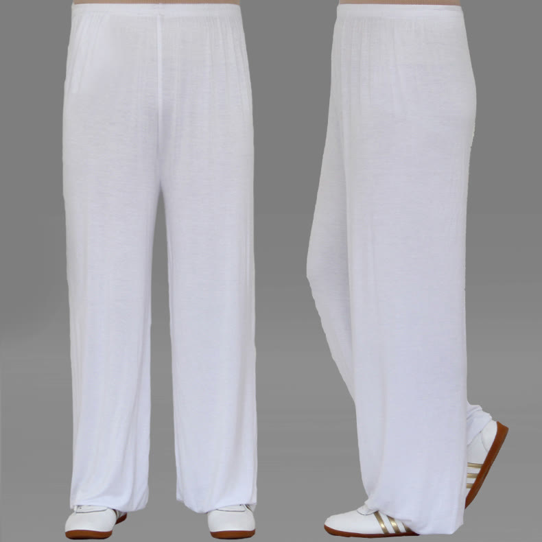 Pantalones de Verano Unisex para Práctica de Tai Chi y Qigong con Cintura Elástica Modal Buddha Stones - Blanco - 3XL- APTO PARA US . UK/AU - 2XL - image 10