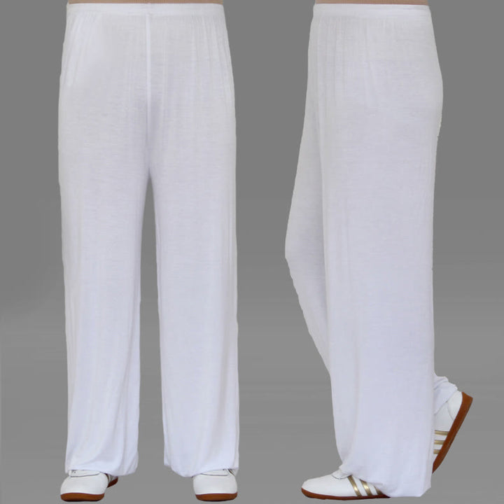 Pantalones de Verano Unisex para Práctica de Tai Chi y Qigong con Cintura Elástica Modal Buddha Stones - Blanco - 3XL- APTO PARA US . UK/AU - 2XL - image 10