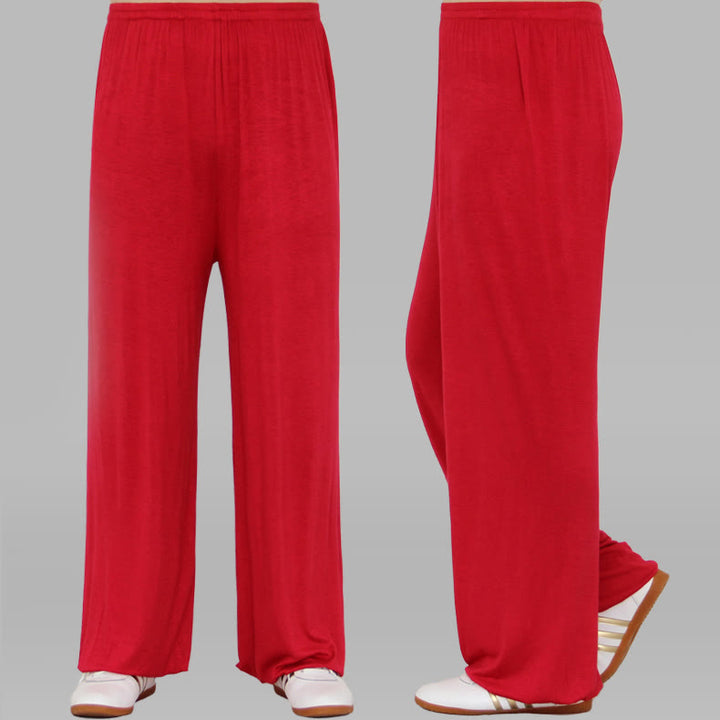 Pantalones de Verano Unisex para Práctica de Tai Chi y Qigong con Cintura Elástica Modal Buddha Stones - Rojo - 3XL- APTO PARA US . UK/AU - 2XL - image 16