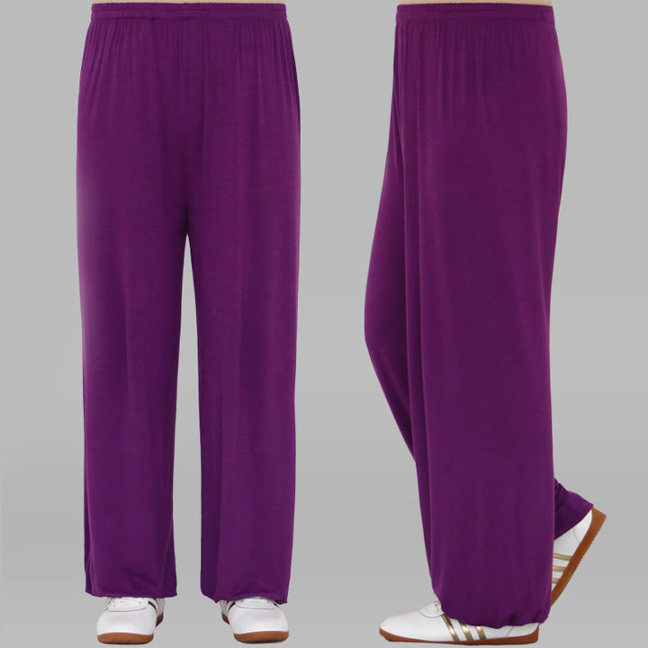 Pantalones de Verano Unisex para Práctica de Tai Chi y Qigong con Cintura Elástica Modal Buddha Stones - Púrpura - 3XL- APTO PARA US . UK/AU - 2XL - image 7
