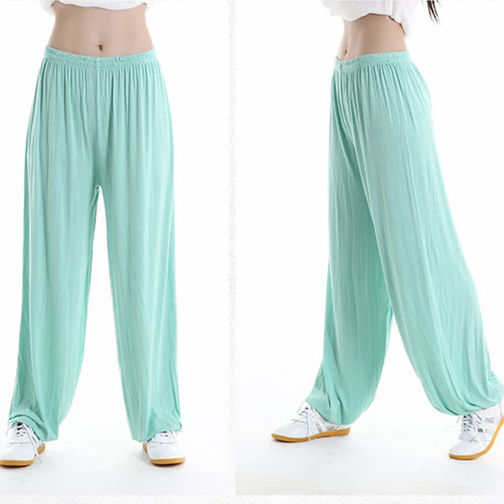 Pantalones de Verano Unisex para Práctica de Tai Chi y Qigong con Cintura Elástica Modal Buddha Stones - Crema de menta - 3XL- APTO PARA US . UK/AU - 2XL - image 19