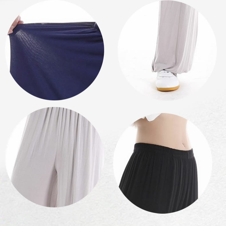 Pantalones de Verano Unisex para Práctica de Tai Chi y Qigong con Cintura Elástica Modal Buddha Stones