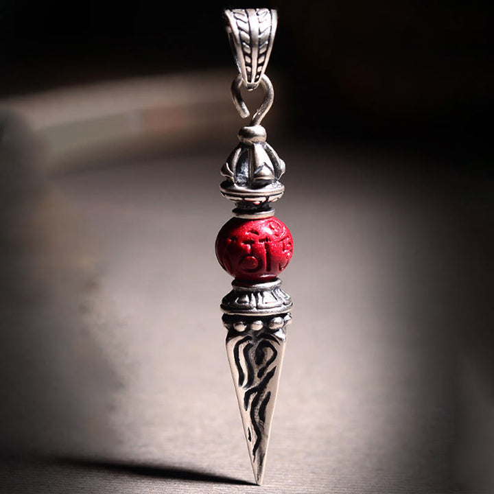 Buddha Stones Collarín de Bendición con Péndulo de Patrón de Cinnabar Sánscrito Dorje Vajra - image 7