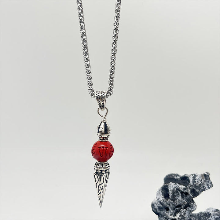 Buddha Stones Collarín de Bendición con Péndulo de Patrón de Cinnabar Sánscrito Dorje Vajra - image 4