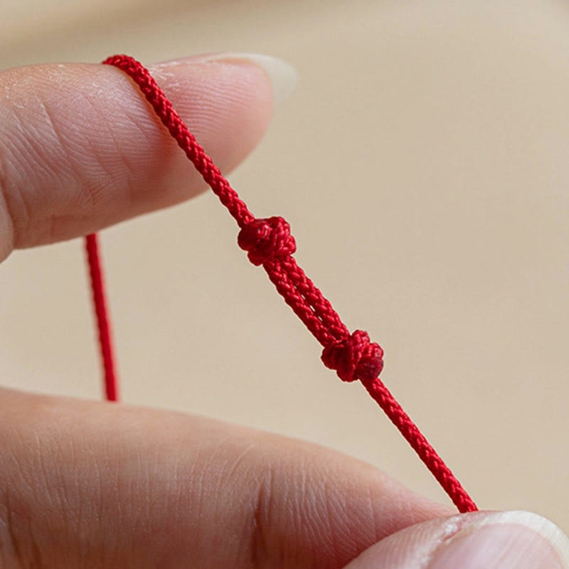 Pulsera trenzada ultrafina de amatista roja de la fortuna con carácter Fu hecha a mano de plata de ley 925 de Buddha Stones - image 7
