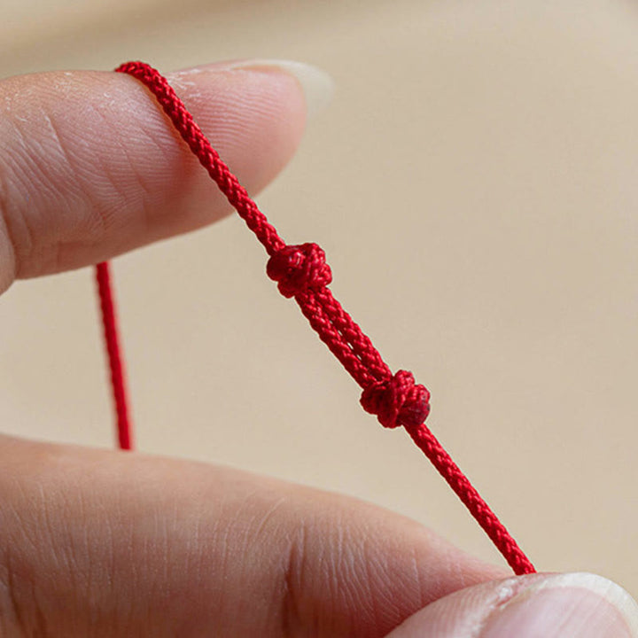 Pulsera trenzada ultrafina de amatista roja de la fortuna con carácter Fu hecha a mano de plata de ley 925 de Buddha Stones