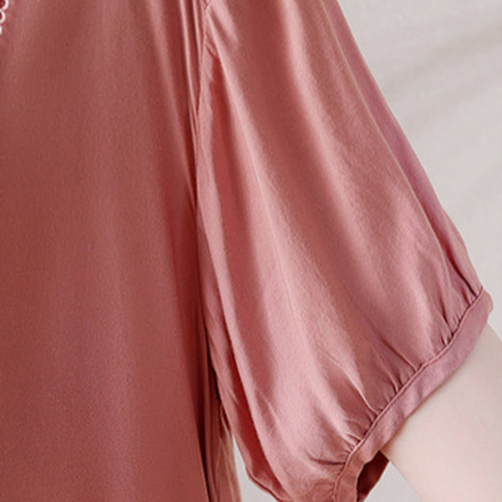 Diseño de botones rosados en forma de V de Buddha Stones, camiseta de media manga - image 7