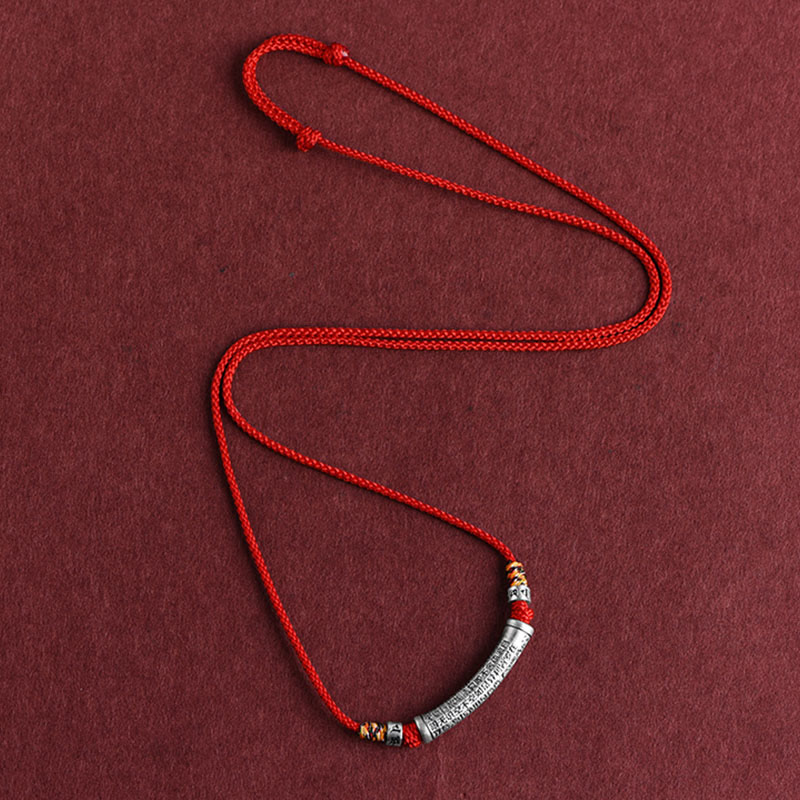 Buddha Stones Collar de Colgante de Cadena de Sutra del Corazón de Seis Verdaderas Palabras en Plata de Ley 999 - image 13