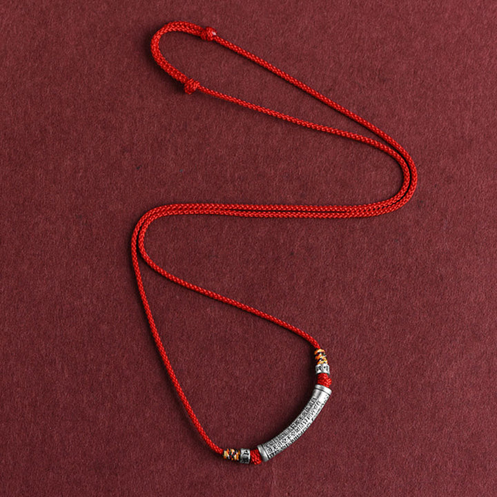 Buddha Stones Collar de Colgante de Cadena de Sutra del Corazón de Seis Verdaderas Palabras en Plata de Ley 999 - image 12