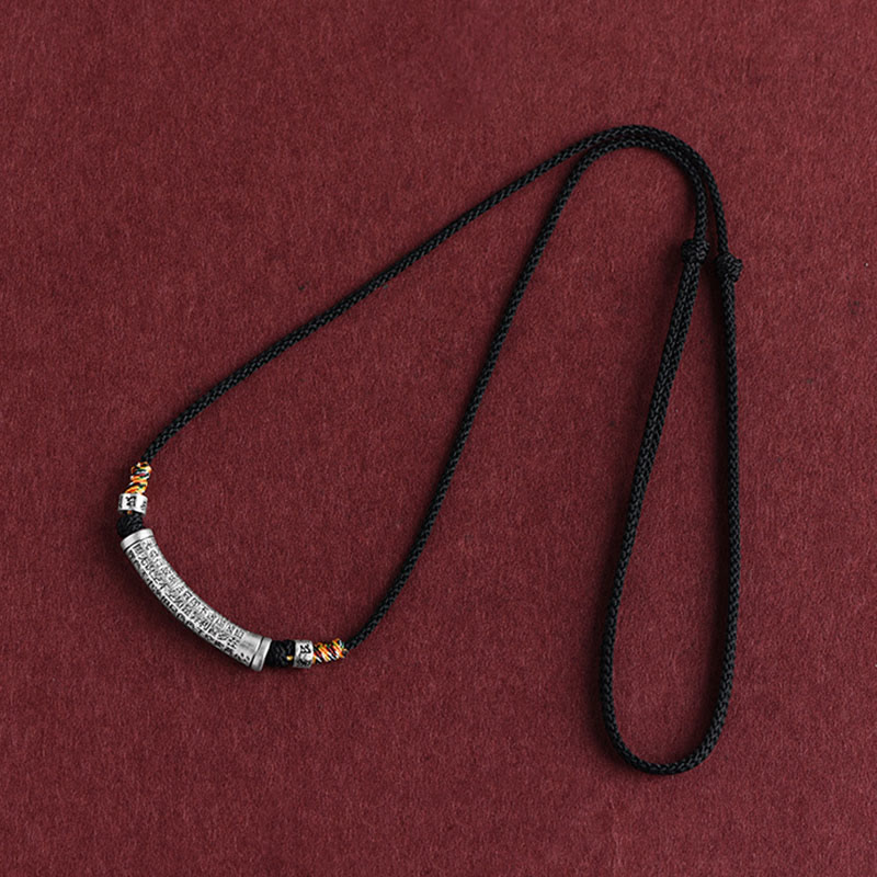 Buddha Stones Collar de Colgante de Cadena de Sutra del Corazón de Seis Verdaderas Palabras en Plata de Ley 999 - image 2