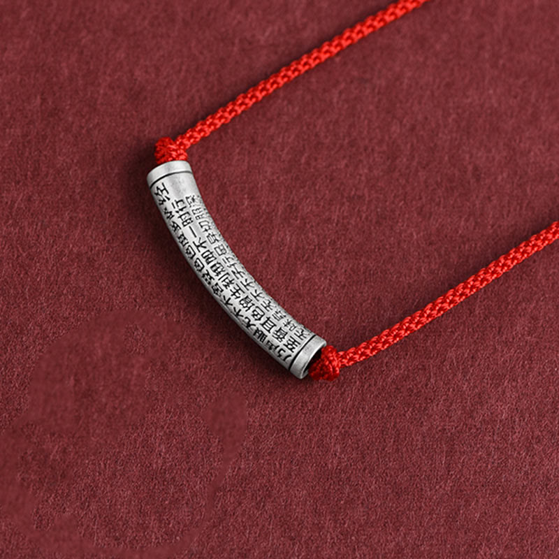 Buddha Stones Collar de Colgante de Cadena de Sutra del Corazón de Seis Verdaderas Palabras en Plata de Ley 999 - Rojo (Sutra del Corazón) - image 27