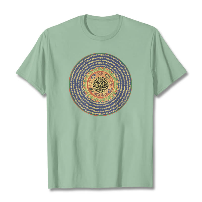 Camiseta sánscrita con Buddha Stones 108 Om Mani Padme Hum Mantra - Verde pálido - 2XL - image 16