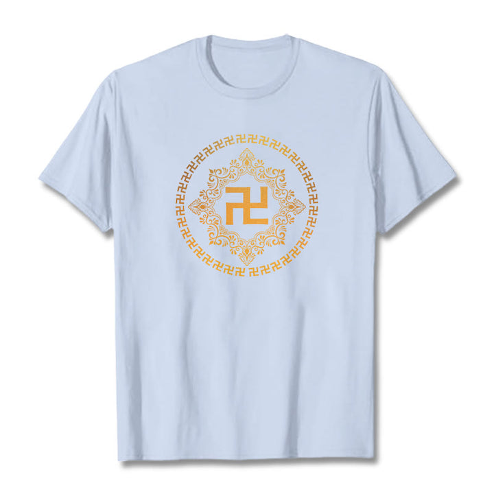 Camiseta con esvástica y Buddha Stones - Cian claro - 2XL - image 11