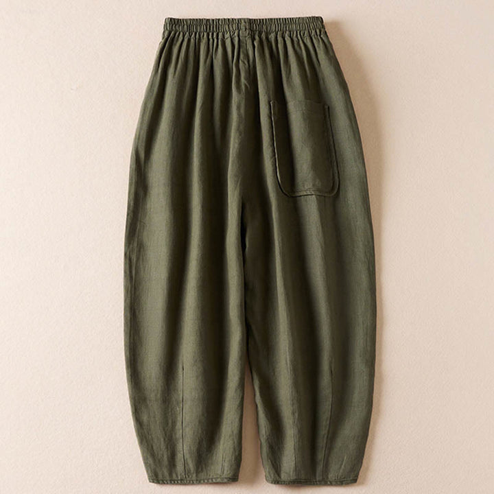 Pantalones harén con bordado de flores pequeñas de verano y bolsillos de Buddha Stones - image 34