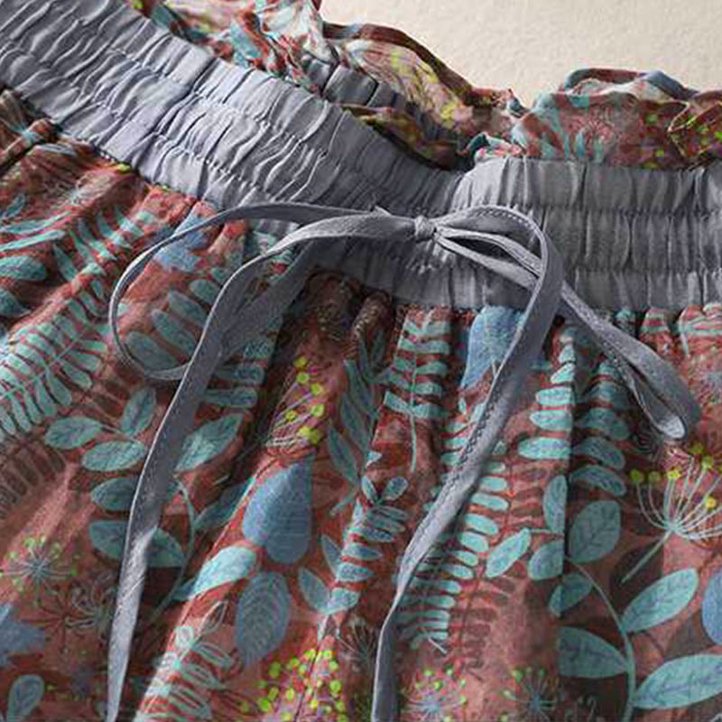 Pantalones de verano con hojas azules y plantas de Buddha Stones para mujer con bolsillos - image 3