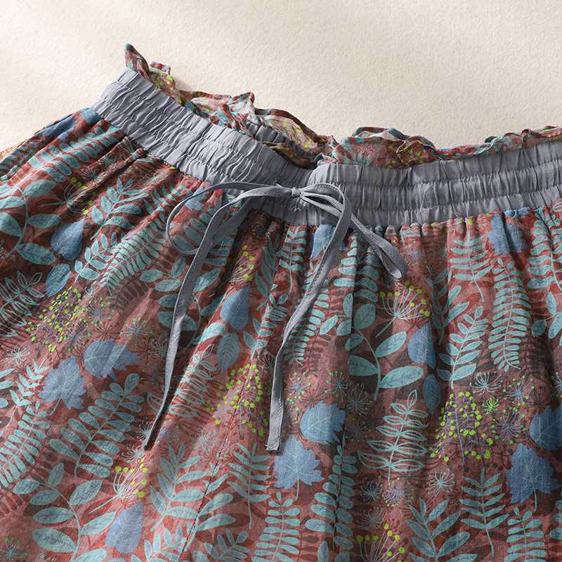 Pantalones de verano con hojas azules y plantas de Buddha Stones para mujer con bolsillos - image 2