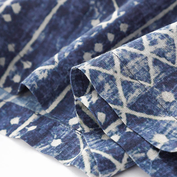 Pantalones anchos con estampado de rayas azules y Buddha Stones, con bolsillos. - image 9