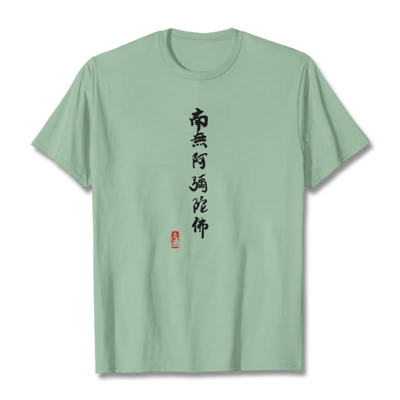 Camiseta con Buddha Stones Nan Wu E Mi Tuo Fo - Verde pálido - 2XL - image 15