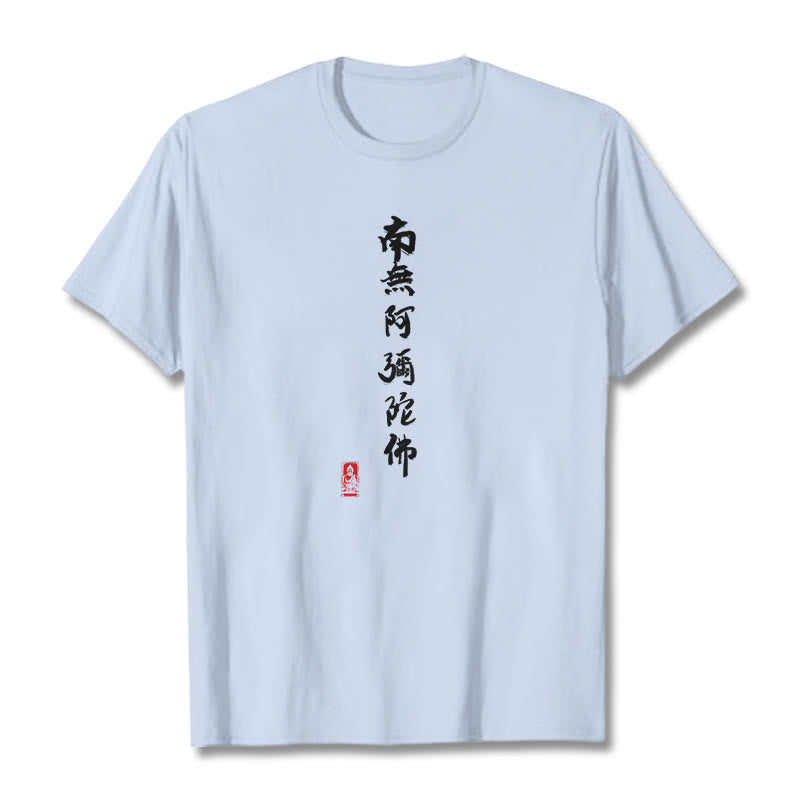 Camiseta con Buddha Stones Nan Wu E Mi Tuo Fo - Cian claro - 2XL - image 10