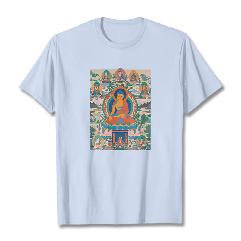 Camiseta con el Sutra del Buda de la Medicina transformado en arte con las Buddha Stones - Cian claro - 2XL - image 9