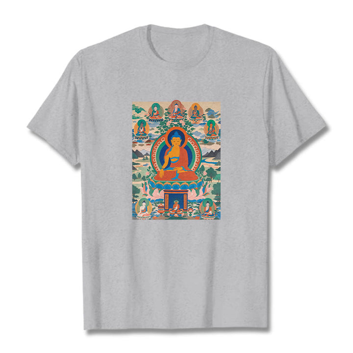 Camiseta con el Sutra del Buda de la Medicina transformado en arte con las Buddha Stones - Gris claro - 2XL - image 18