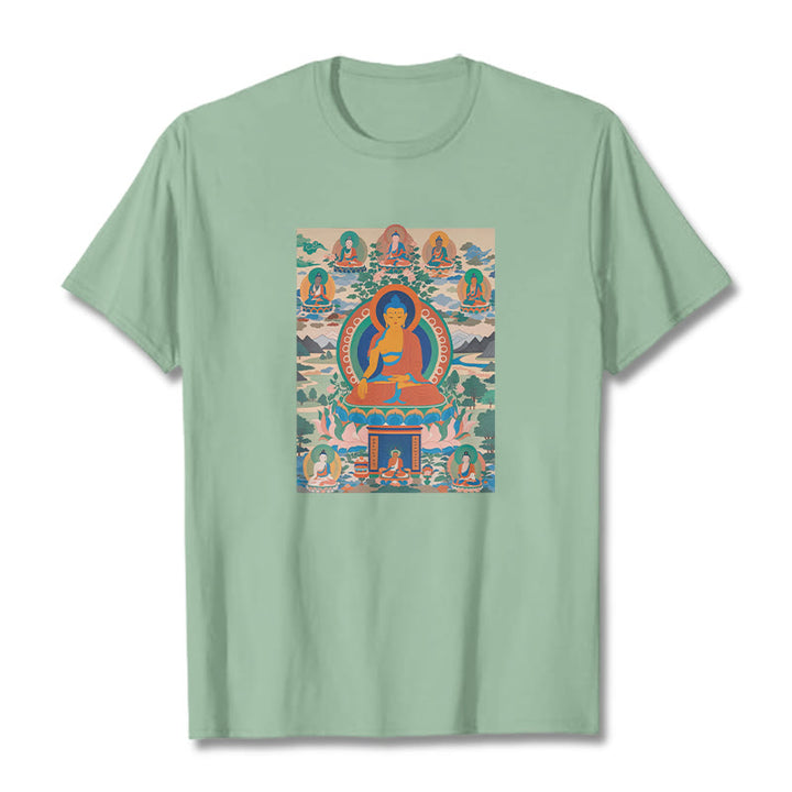 Camiseta con el Sutra del Buda de la Medicina transformado en arte con las Buddha Stones - Verde pálido - 2XL - image 14