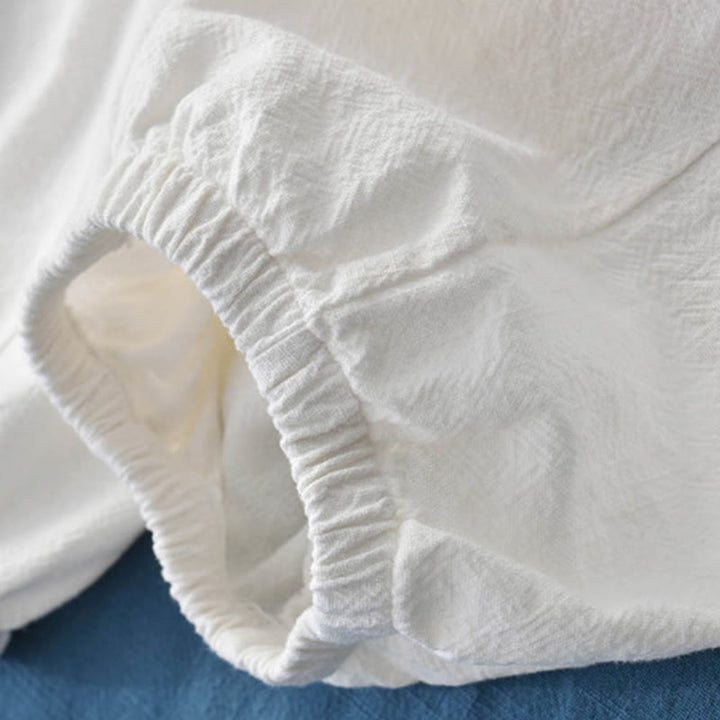 Pantalones de lino y algodón con ramio de color liso con bolsillos y Buddha Stones - image 31