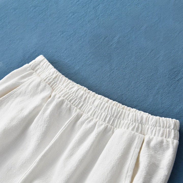 Pantalones de lino y algodón con ramio de color liso con bolsillos y Buddha Stones - image 29