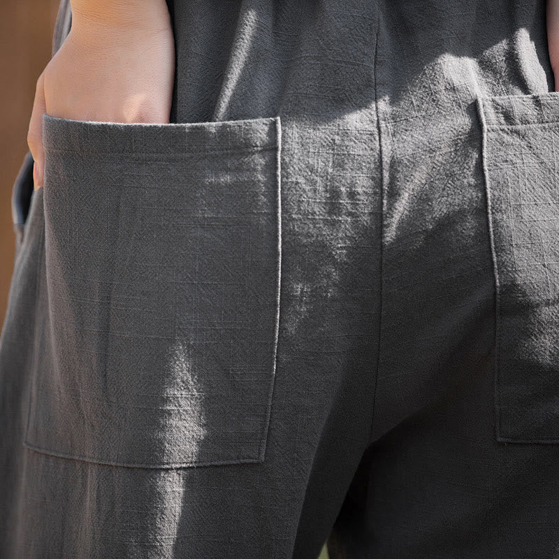 Pantalones de yoga de lino y algodón con bolsillos y diseño informal de Buddha Stones - image 30