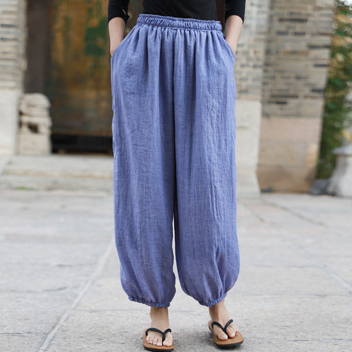 Pantalones casuales de algodón con bolsillos para mujer de Buddha Stones para verano - Azul aciano - US4-6, UK/AU8-10, EU36-38 (F) - image 26