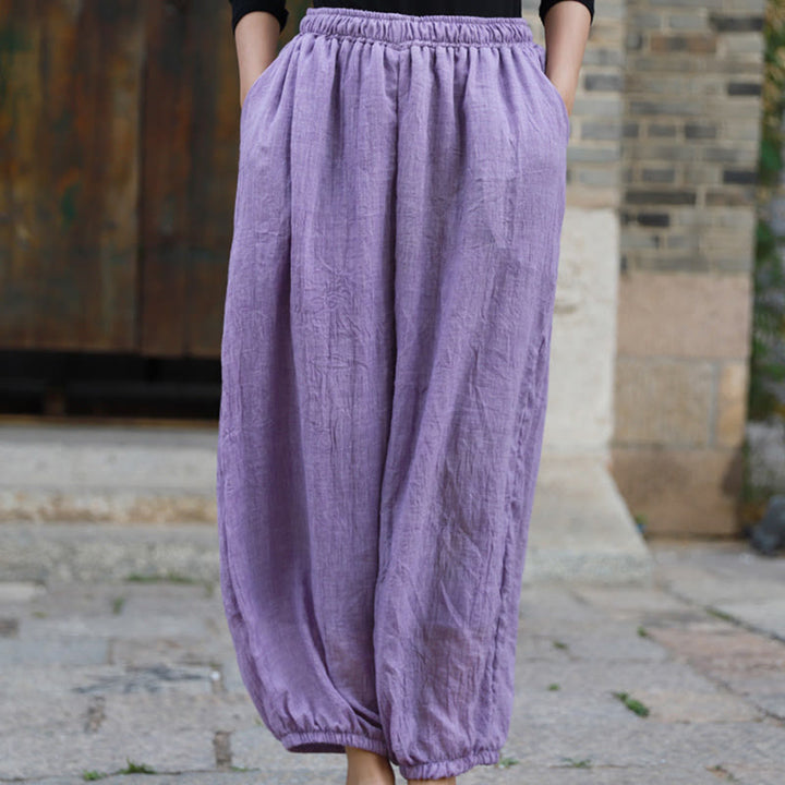Pantalones casuales de algodón con bolsillos para mujer de Buddha Stones para verano - Ciruela - US4-6, UK/AU8-10, EU36-38 (F) - image 37