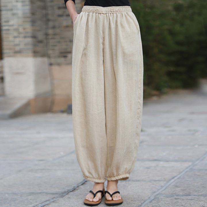 Pantalones casuales de algodón con bolsillos para mujer de Buddha Stones para verano - Lino - US4-6, UK/AU8-10, EU36-38 (F) - image 42