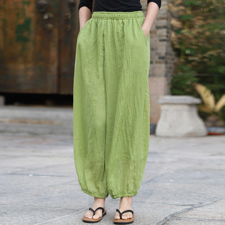 Pantalones casuales de algodón con bolsillos para mujer de Buddha Stones para verano - image 3