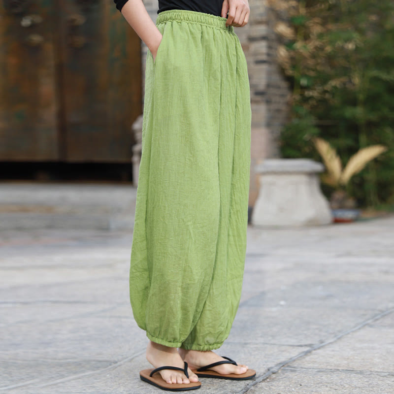 Pantalones casuales de algodón con bolsillos para mujer de Buddha Stones para verano - image 4