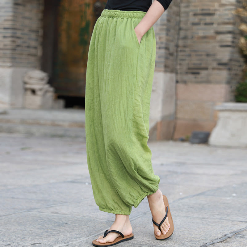Pantalones casuales de algodón con bolsillos para mujer de Buddha Stones para verano - image 1