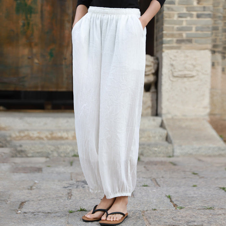 Pantalones casuales de algodón con bolsillos para mujer de Buddha Stones para verano - image 11