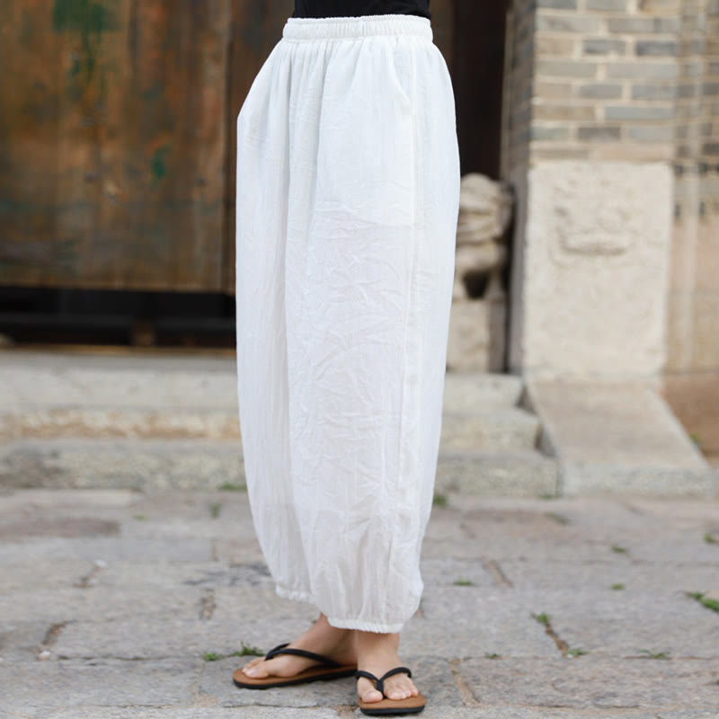 Pantalones casuales de algodón con bolsillos para mujer de Buddha Stones para verano - image 9