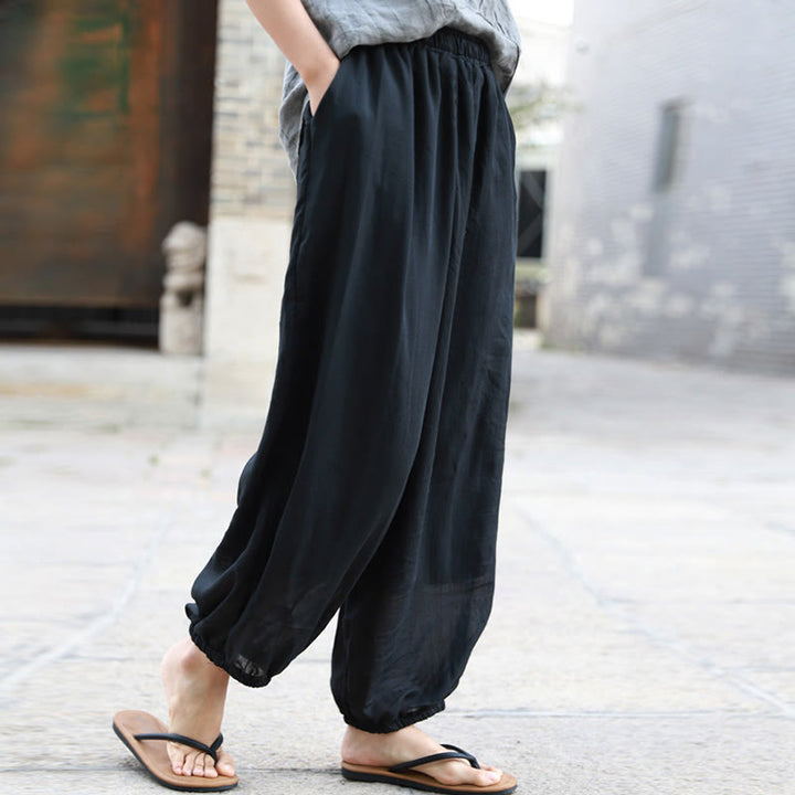 Pantalones casuales de algodón con bolsillos para mujer de Buddha Stones para verano - image 18