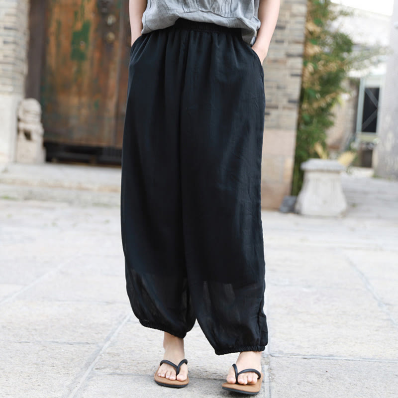 Pantalones casuales de algodón con bolsillos para mujer de Buddha Stones para verano - image 19
